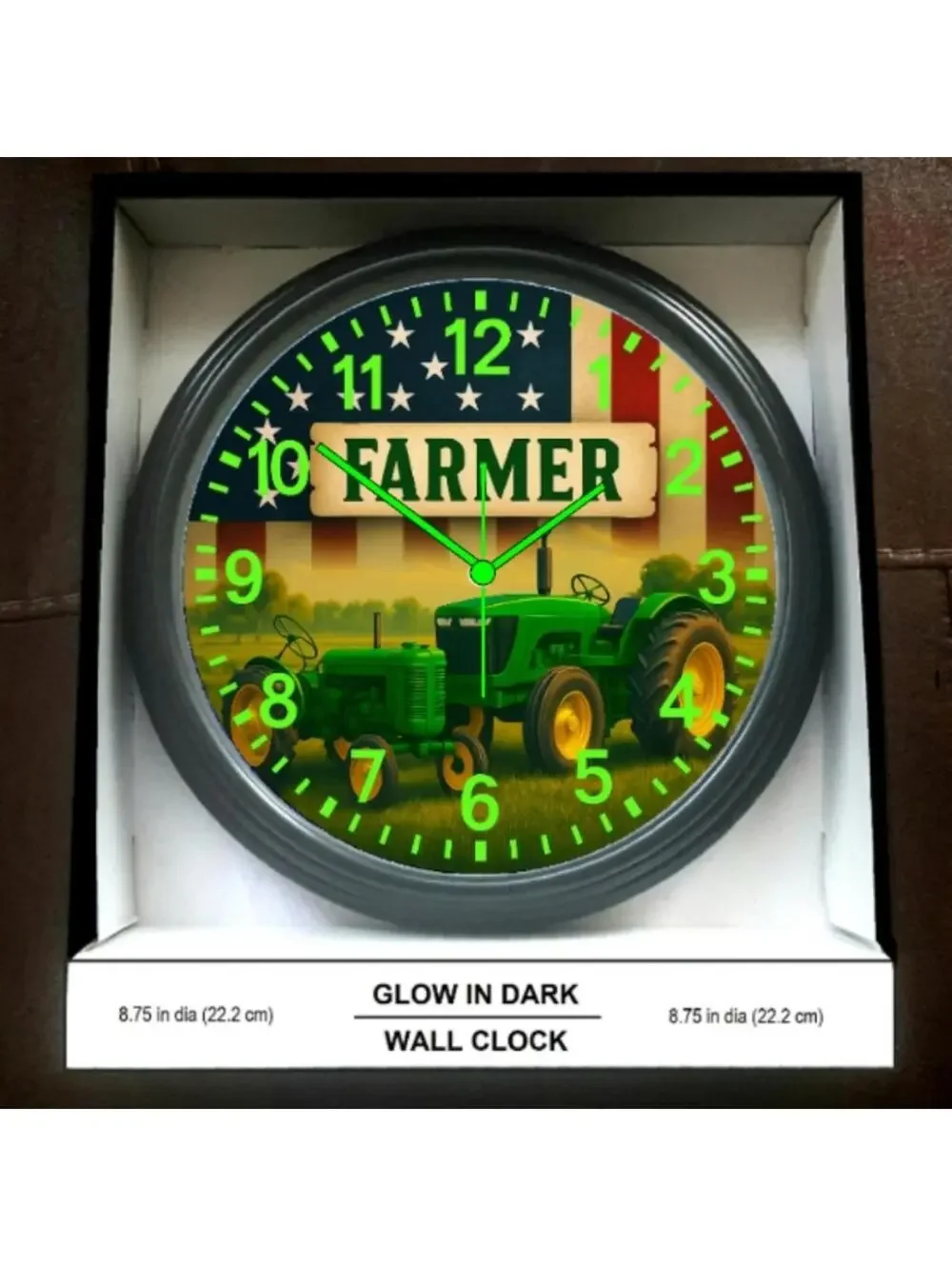 John Deere Farmer America First Glow In The Dark Wall Clock New!